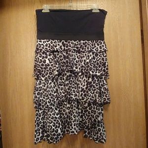 Black and leopard strapless dress